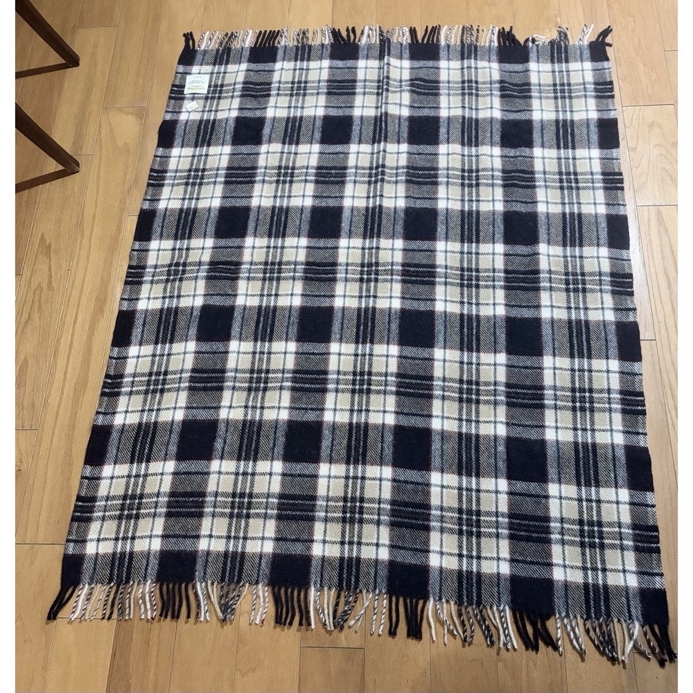 James Pringle All Wool Rug 56x48 Navy Stewart Tartan Throw Scotland Plaid - Picture 3 of 5